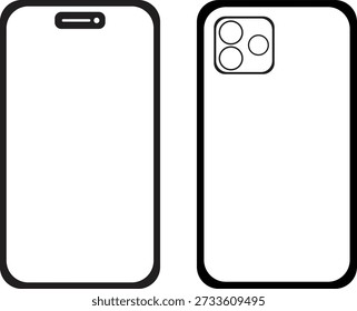 Esquema de maqueta de interfaz de usuario frontal y posterior de smartphone