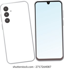Ilustración de maqueta de vista frontal y posterior de teléfono inteligente
