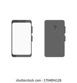 Smartphone, front and back view. Vector illustration, flat design.