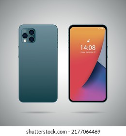 Smartphone. Front and back view vector illustration.