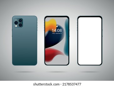 Smartphone. Ilustración vectorial de vista frontal y posterior.