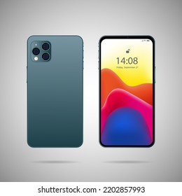 Smartphone. Front and back view vector illustration.