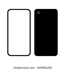 smartphone with front blank white screen and black back side isolated on white background. vector illustration