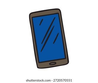 Smartphone-Vorderansicht, handgezeichnetes Doodle. Vektorgrafik.