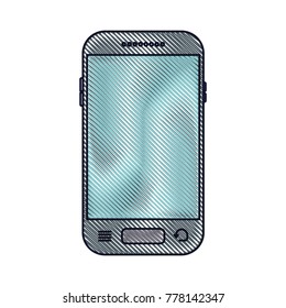 smartphone front view icon in colored crayon silhouette