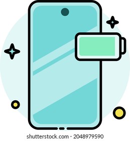 smartphone with full battery flat icon illustration