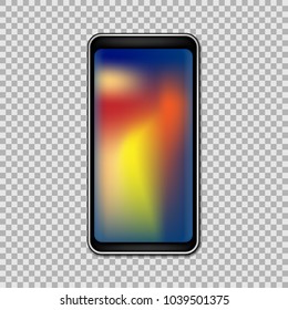 Smartphone with full gradient touchscreen isolated on transparent background. Vector illustration. Eps 10.