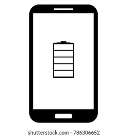 Smartphone with fully discharged battery icon on screen. Vector.  