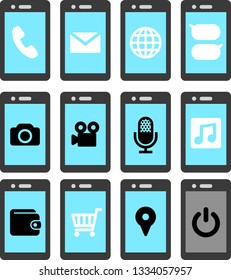Smartphone function icon set