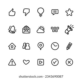 Smartphone function, mobile phone thin line icons. Vector illustration.