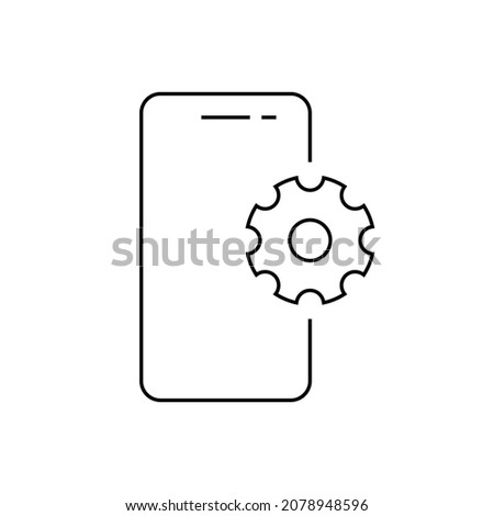 Smartphone functions and apps line icon. Mobile phone specification settings sign. Vector linear illustration editable strokes