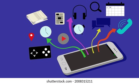 funciones de smartphone, con muchas aplicaciones para las necesidades humanas en la vida diaria