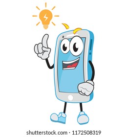Smartphone funny unique character giving talking about an idea