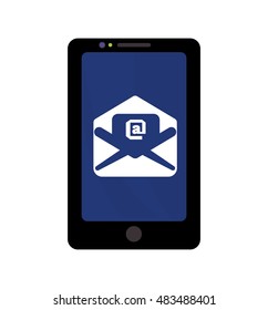 Smartphone gadget with envelope icon. Technology device and media theme. Isolated design. Vector illustration