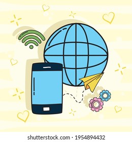 gadget de smartphone con esfera global