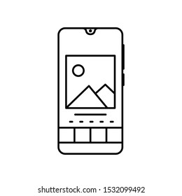 Smartphone gallery pictures icon. Simple line, outline vector of smartphone icons for ui and ux, website or mobile application