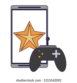 smartphone game app with gamepad blue lines