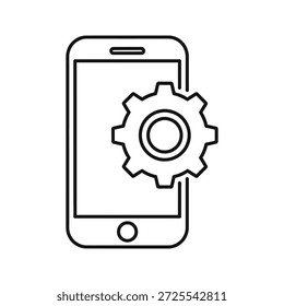 Smartphone with a gear icon, symbolizing settings, configuration, or app development and customization.
