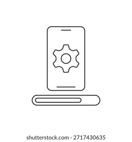 Smartphone con engranaje y barra de carga para Actualizar