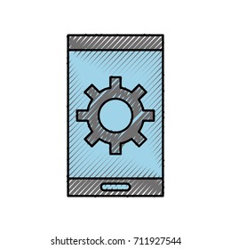 smartphone with gear technology solution icon