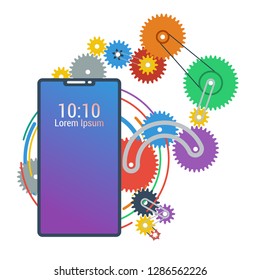 smartphone and the gears connection