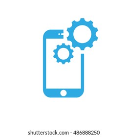 Smartphone and gears icon vector EPS 10. The image settings of the phone in a flat style.
