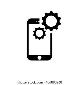 Smartphone and gears icon vector EPS 10. The image settings of the phone in a flat style.