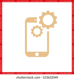 Smartphone and gears icon vector EPS 10. The image settings of the phone in a flat style.