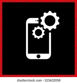 Smartphone and gears icon vector EPS 10. The image settings of the phone in a flat style.