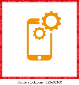 Smartphone and gears icon vector EPS 10. The image settings of the phone in a flat style.