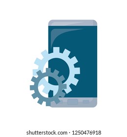 smartphone gears on white background