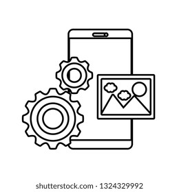 smartphone with gears and picture