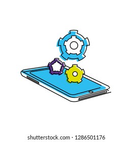 smartphone with gears settings