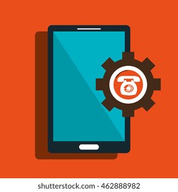 smartphone gears system symbol vector illustracion eps 10