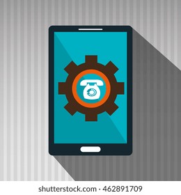 smartphone gears system symbol vector illustracion eps 10