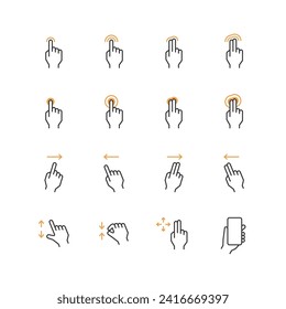 Smartphone gesture color icon set.