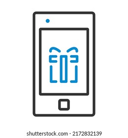 Smartphone Con Caja De Regalo En Icono De Pantalla. Contorno de negrita editable con diseño de relleno de color. Ilustración vectorial.