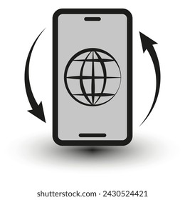 Smartphone global communication. Mobile technology rotation. Vector illustration. EPS 10.