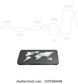 Smartphone with global map. Modern infographic template. Graphic concept for your design