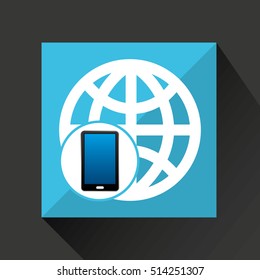 smartphone global social network media icon vector illustration eps 10