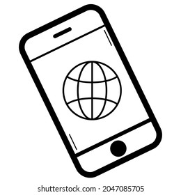 smartphone con diseño, signo o símbolo de icono de globo