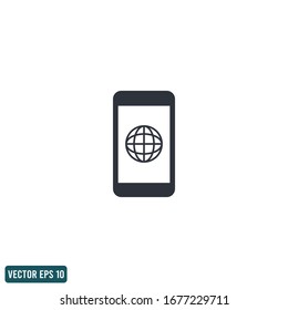 smartphone y icono de globo terráqueo símbolo web móvil elemento de diseño vectorial eps 10