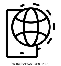 Smartphone globe integrity icon outline vector. Core mission. Vision trust