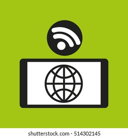 smartphone globe internet wifi icon vector illustration eps 10