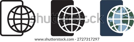 Smartphone with globe world map represent international communication. Digital global networking technology. Worldwide mobile roaming and travel application symbols.