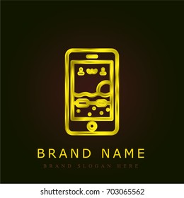 Smartphone golden metallic logo