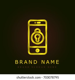 Smartphone golden metallic logo