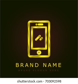 Smartphone golden metallic logo