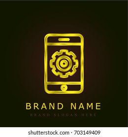 Smartphone golden metallic logo
