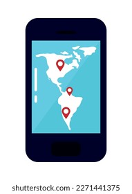 smartphone con icono de aplicación gps